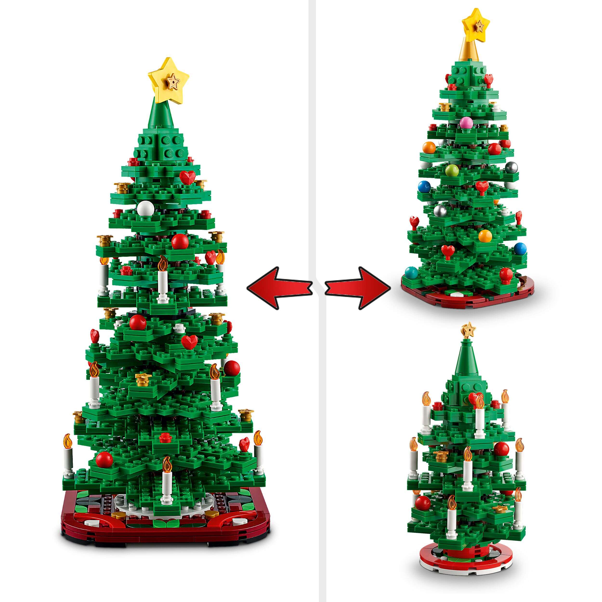 LEGO 40573 Iconic Weihnachtsbaum, 2-in-1-Set, 1 großer oder 2 kleinere Bäume