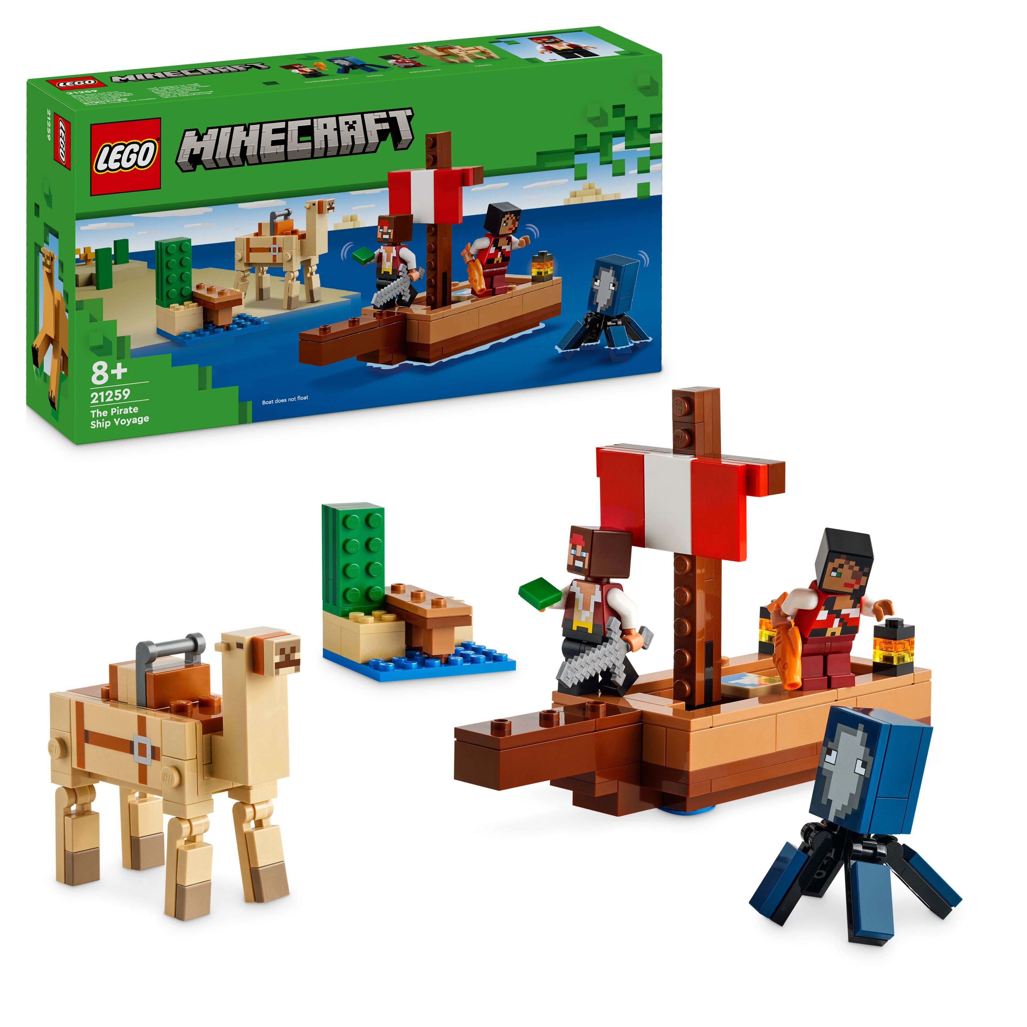 LEGO 21259 Minecraft Die Piratenschiffreise, 2 Figuren, Tintenfisch, Kamel