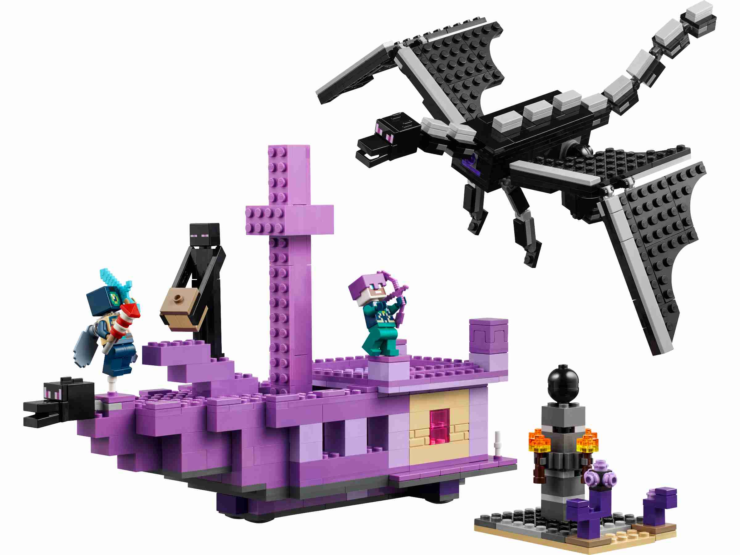 LEGO 21264 Minecraft Der Enderdrache und das Endschiff, Enderman, Drachen-Ei