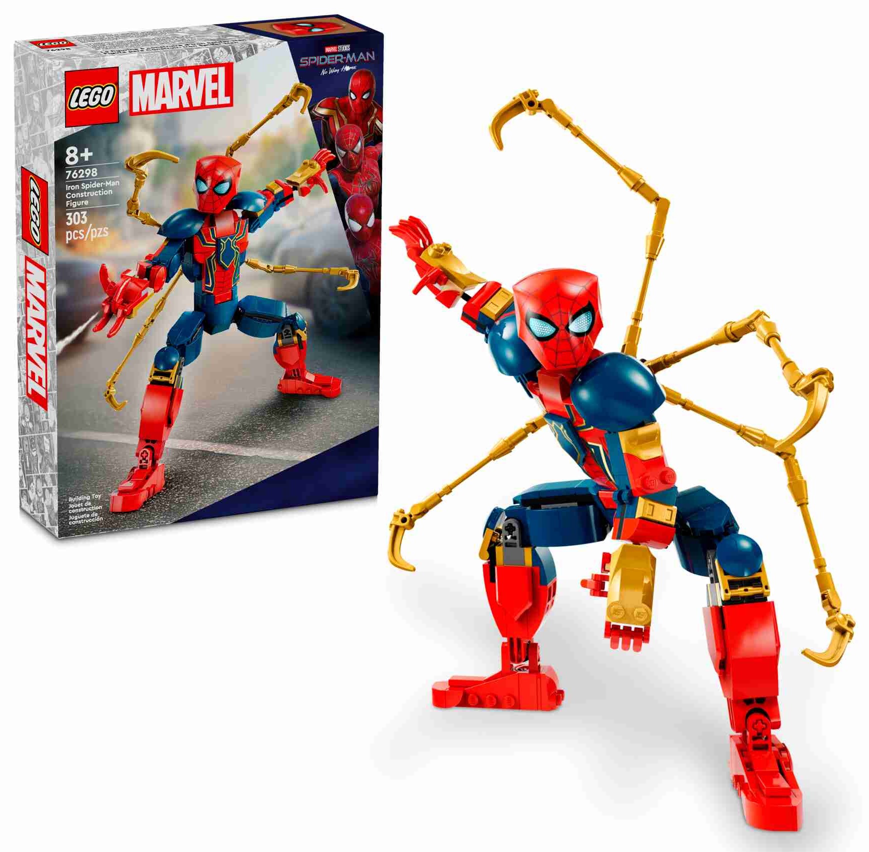 LEGO 76298 Marvel Iron Spider-Man Baufigur, bewegliche Gelenke, Hightech-Rüstung