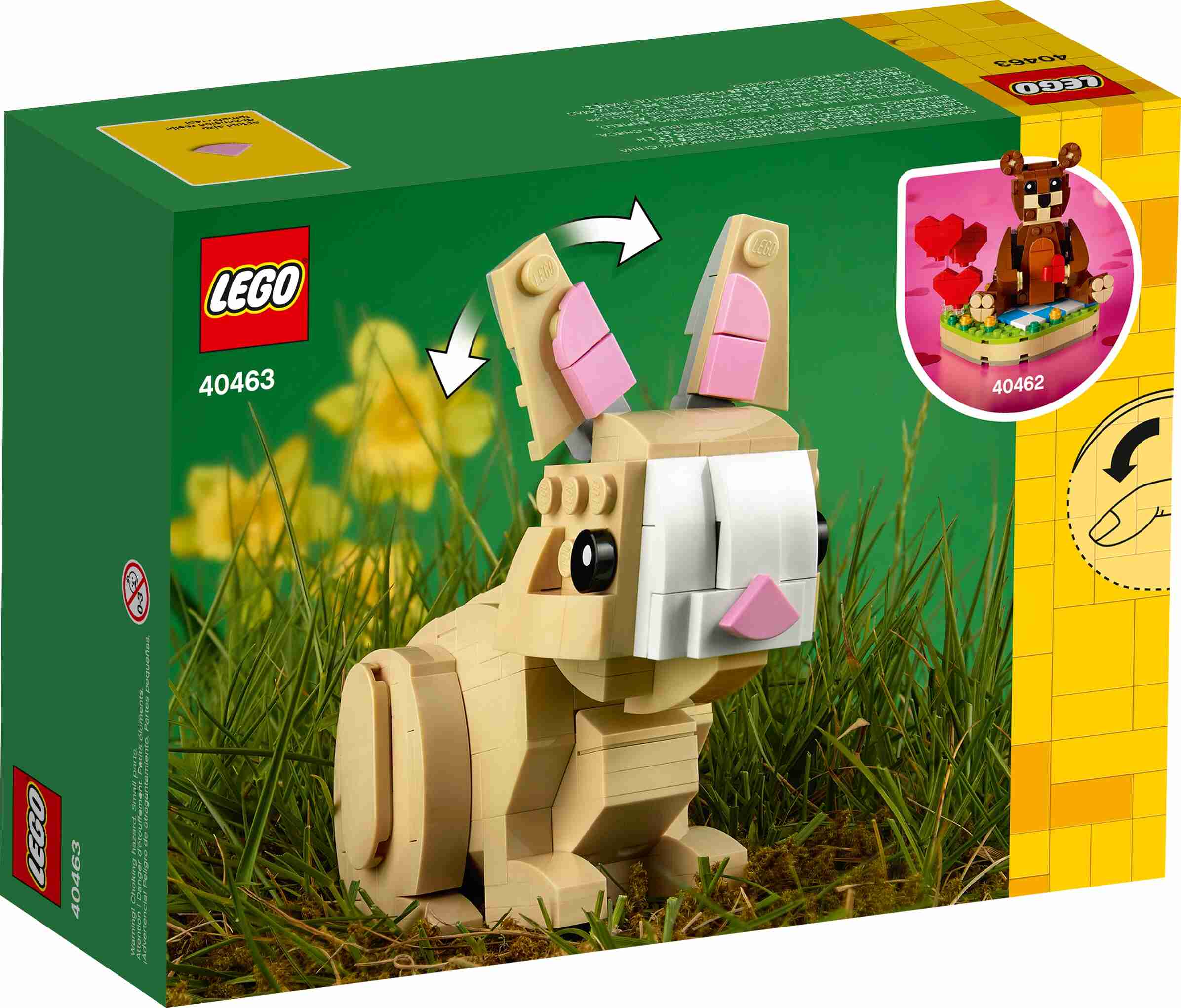 LEGO 40463 Easter Bunny, enthält außerdem eine Wiesenkulisse mit 2 Ostereiern