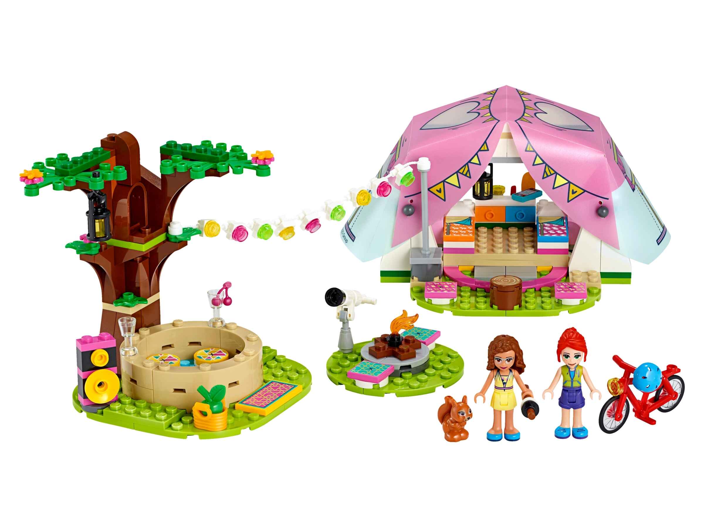 LEGO 41392 Friends Camping in Heartlake City Set, mit Figuren Olivia & Mia, Zelt
