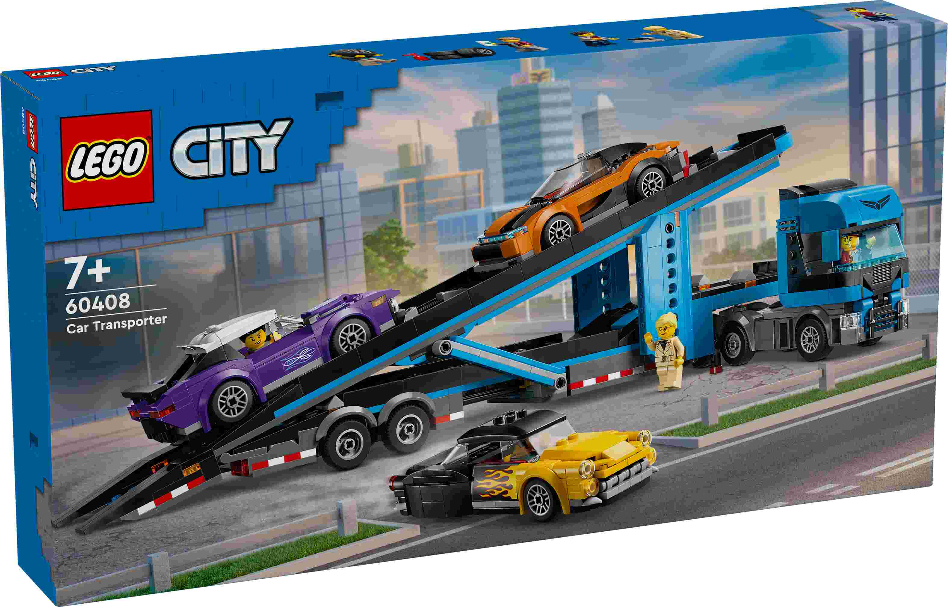 LEGO 60408 City Autotransporter mit Sportwagen, 4 Minifiguren, 3 Sportwagen