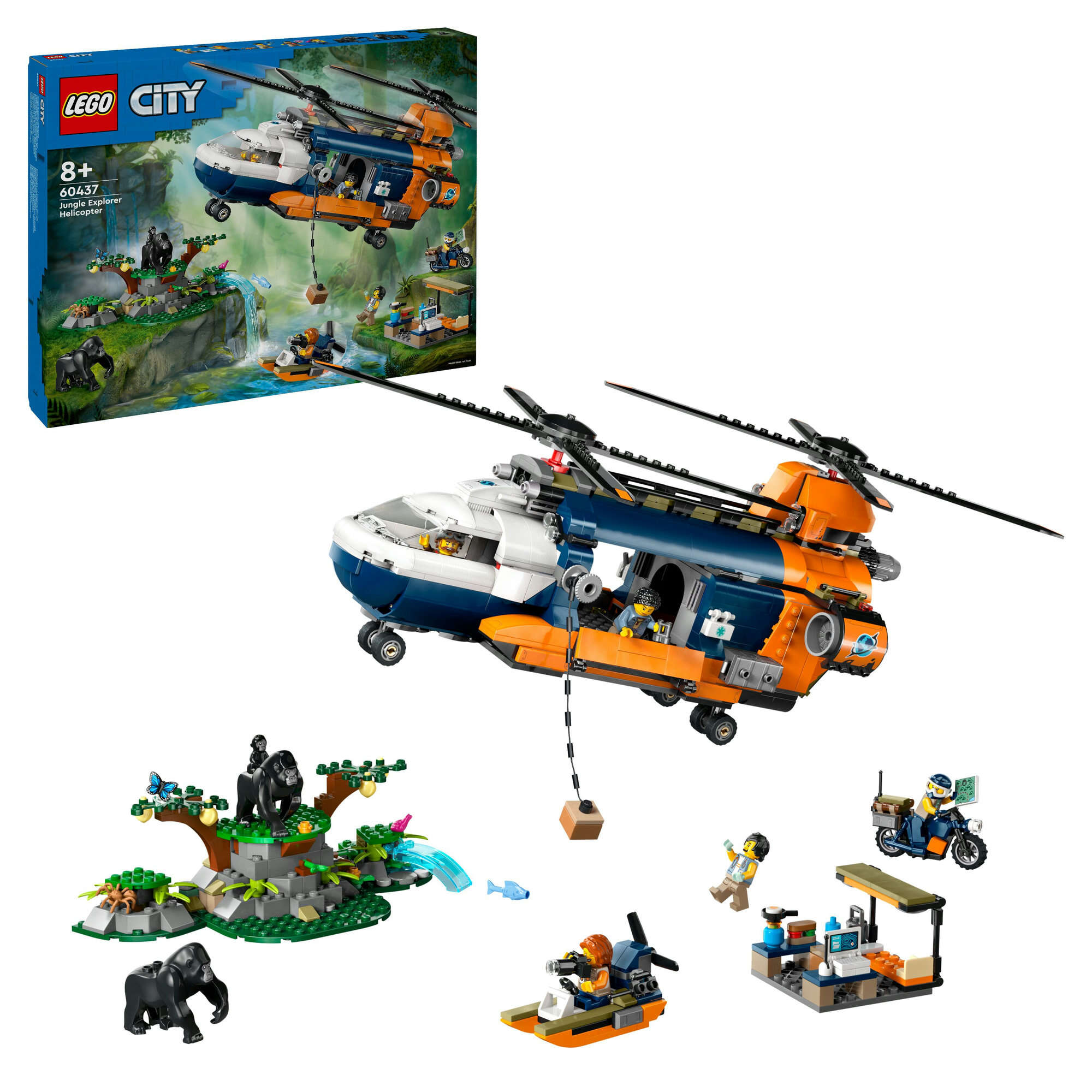 LEGO 60437 City Dschungelforscher-Hubschrauber, 5 Abenteurer, 3 Gorillas