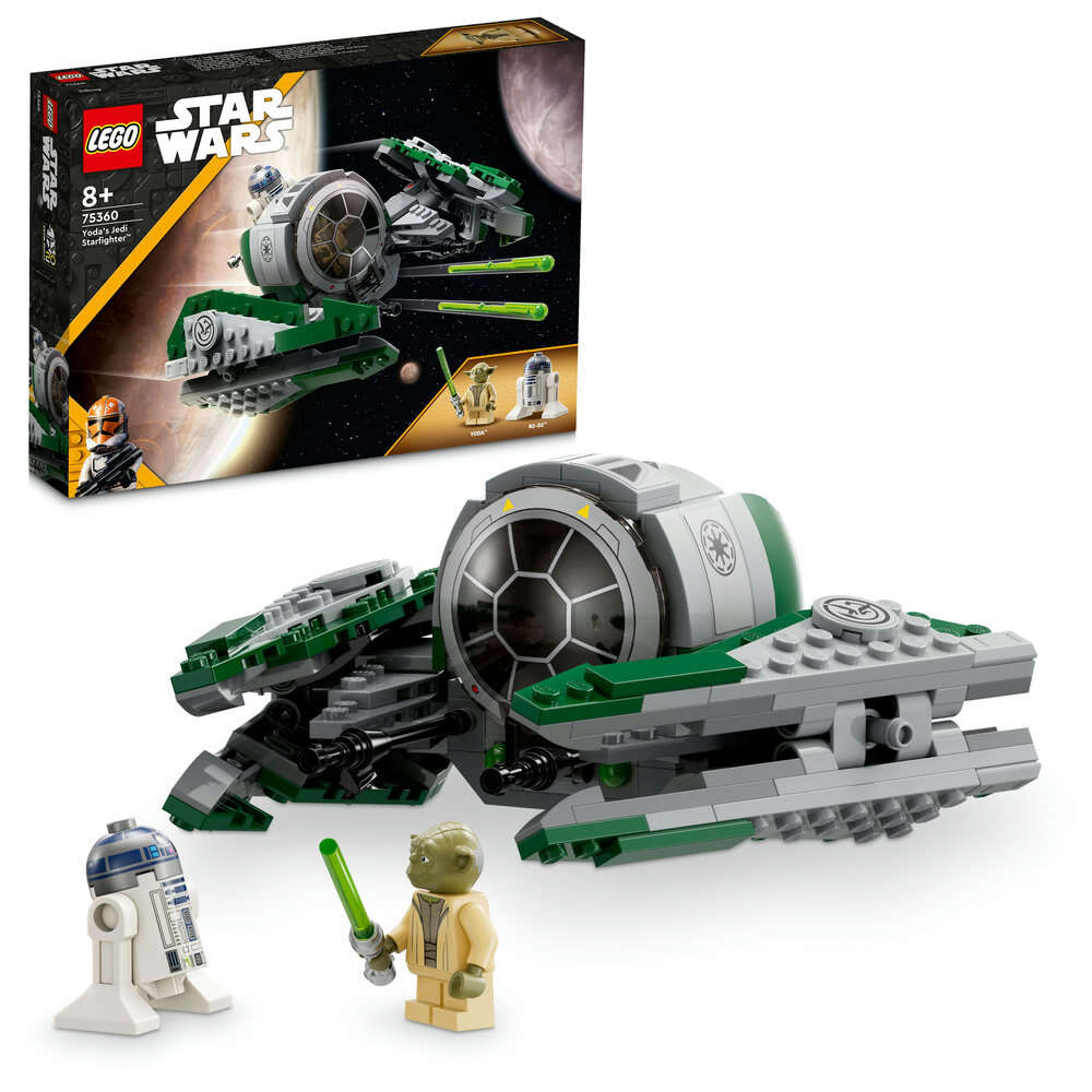 LEGO 75360 Star Wars Yodas Jedi Starfighter, Minifiguren Yoda und R2-D2, 