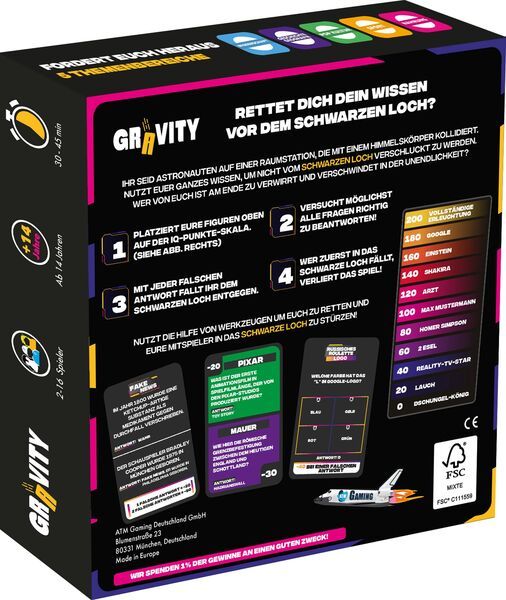 Gravity - Das Quizspiel, Gesellschaftsspiel, Strategie- & Wissensspiel Quizspiel