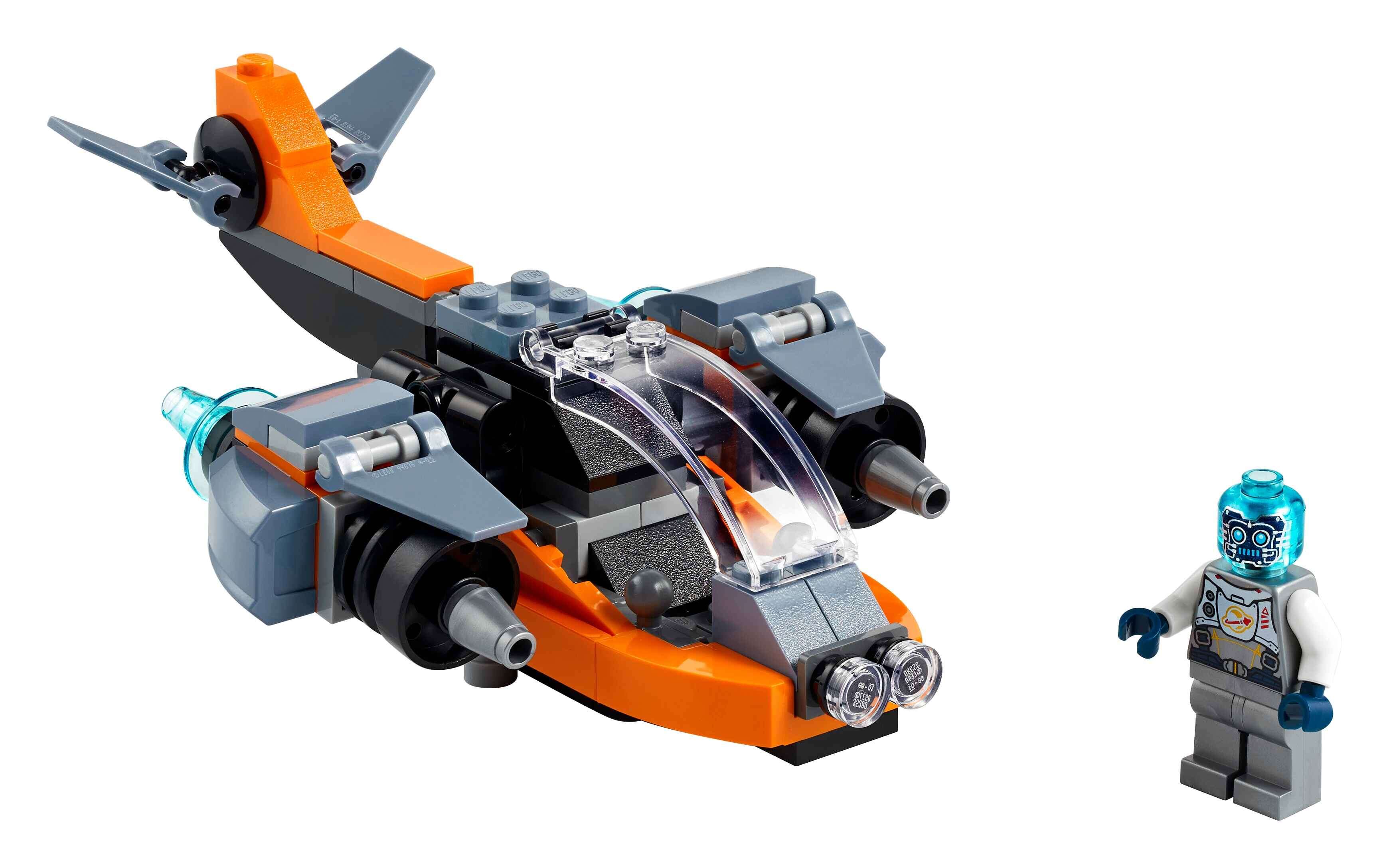 LEGO 31111 Creator 3-in-1 Cyber-Drohne, Cyber-Mech oder Cyber-Bike, Roboterfigur
