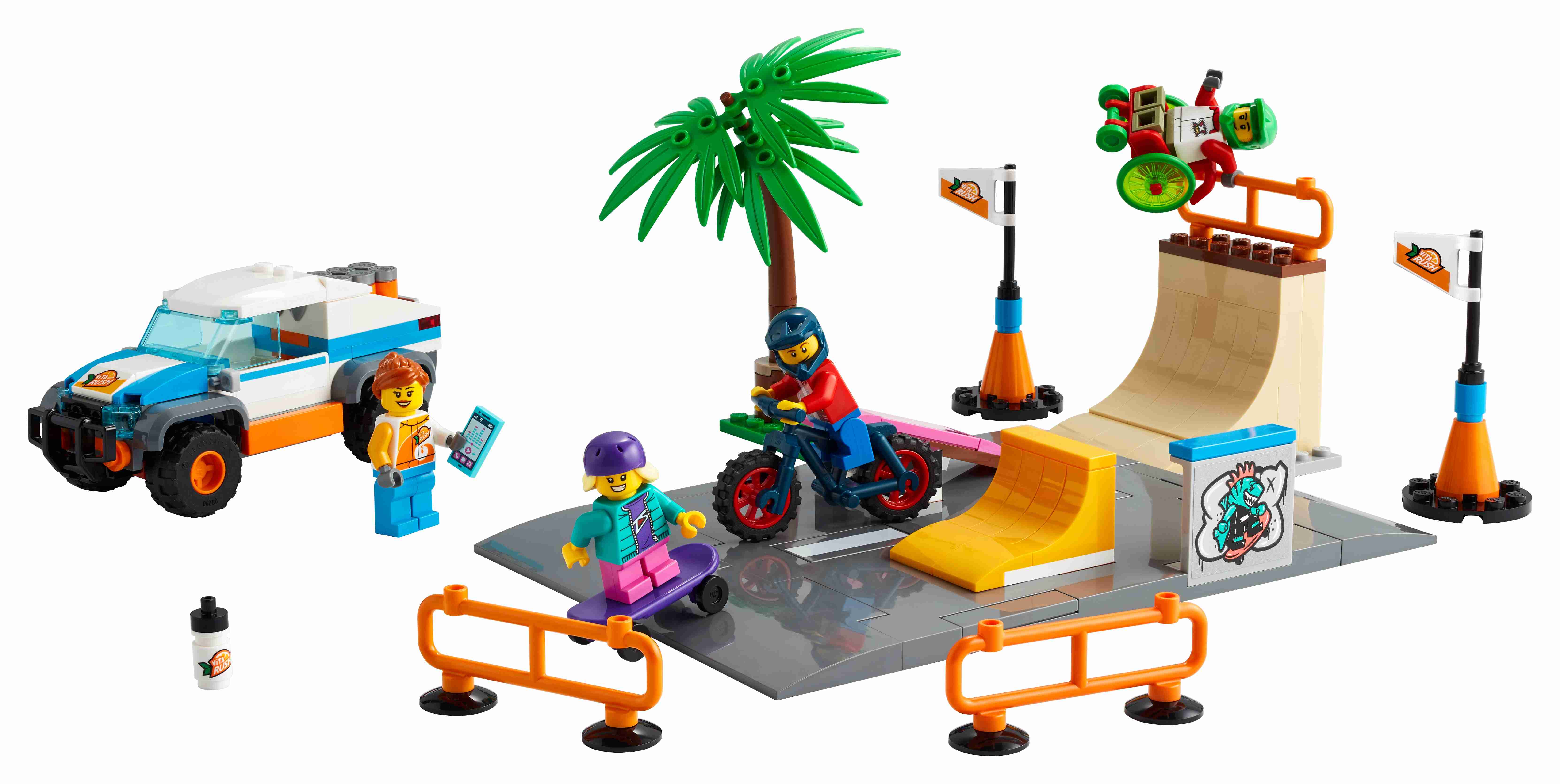 LEGO 60290 City Skate Park mit 4 Figuren, Auto und BMX-Rad