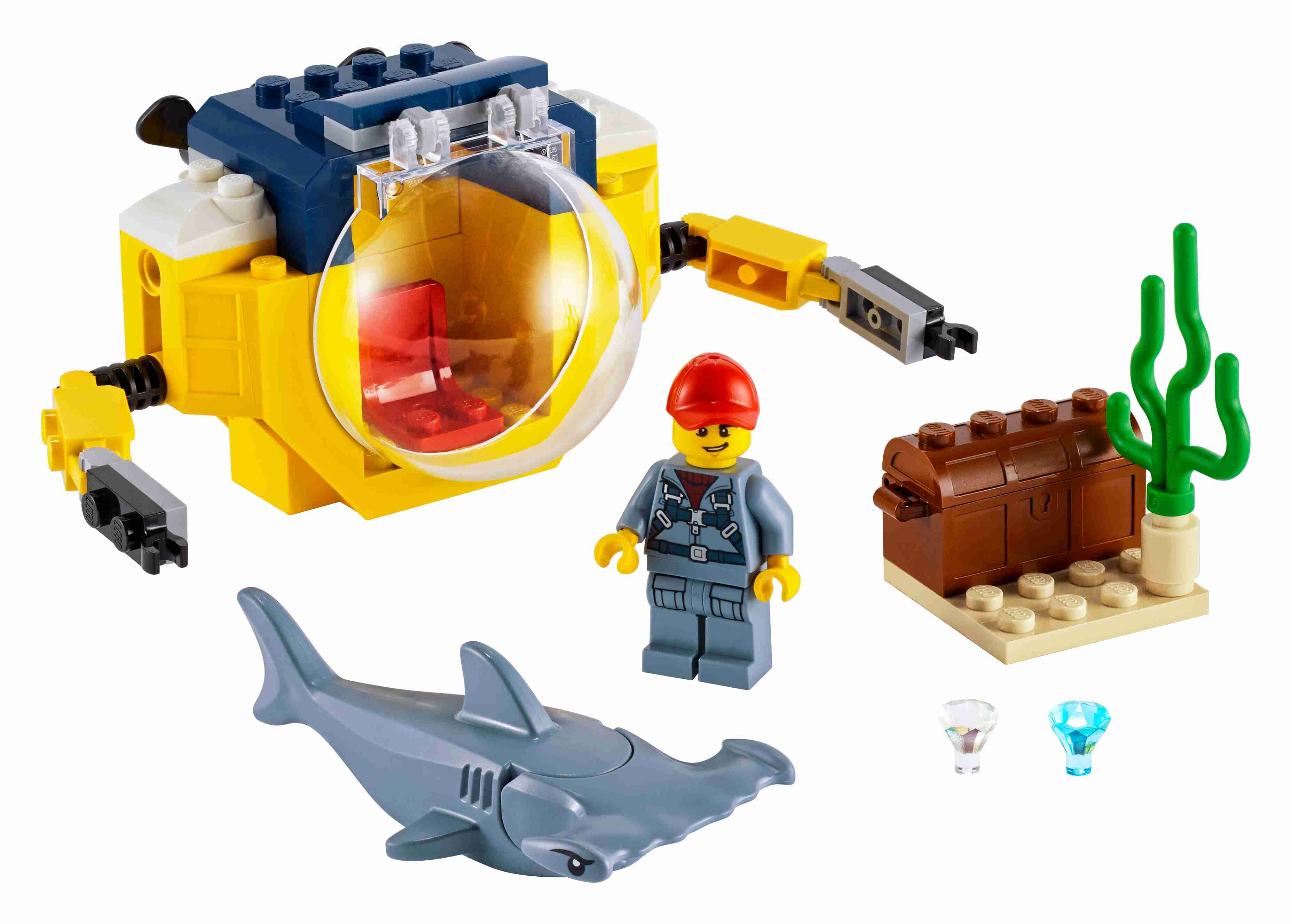 LEGO 60263 City Mini-U-Boot für Meeresforscher Unterwasser Set + Hammerhai