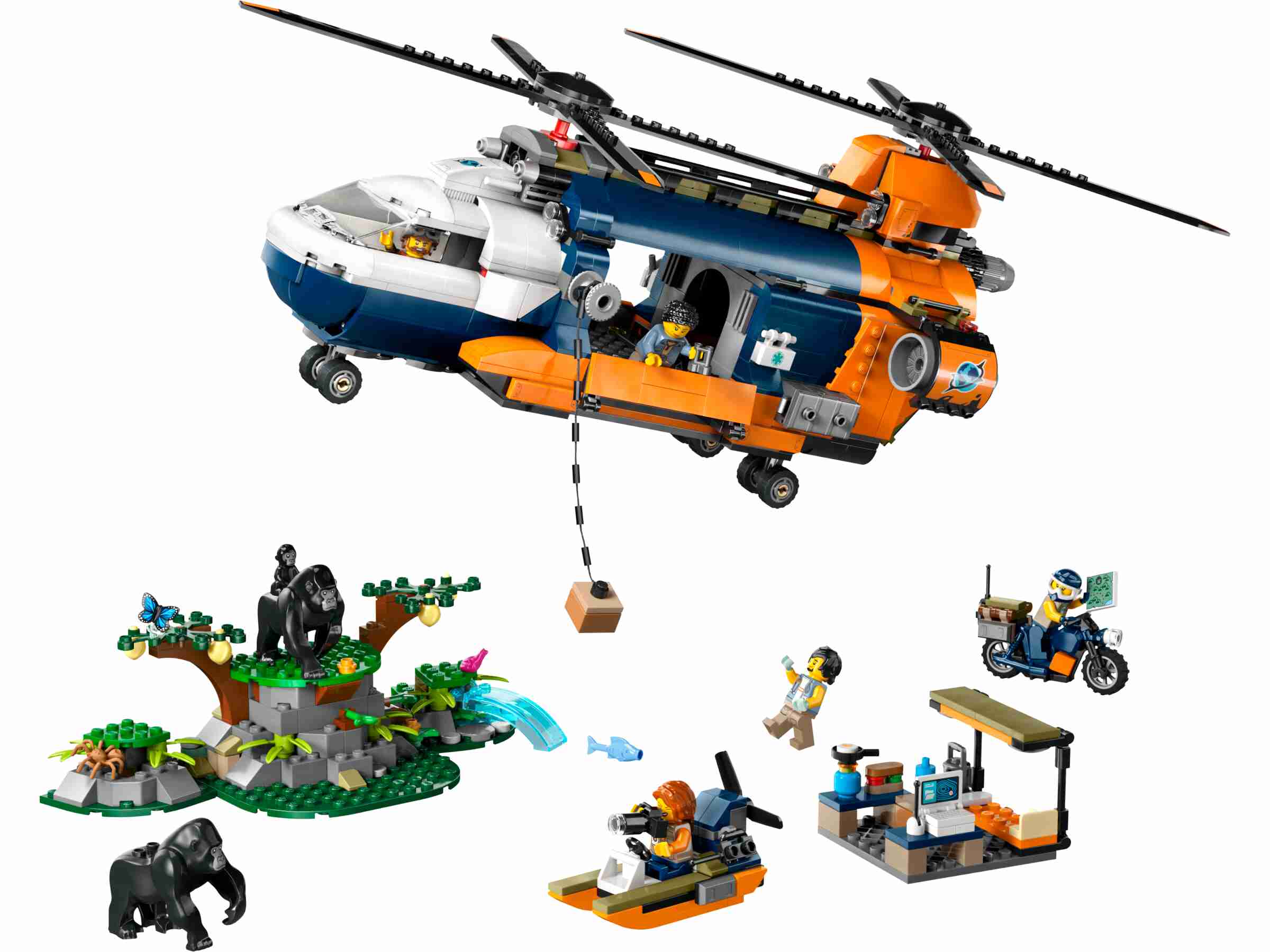 LEGO 60437 City Dschungelforscher-Hubschrauber, 5 Abenteurer, 3 Gorillas