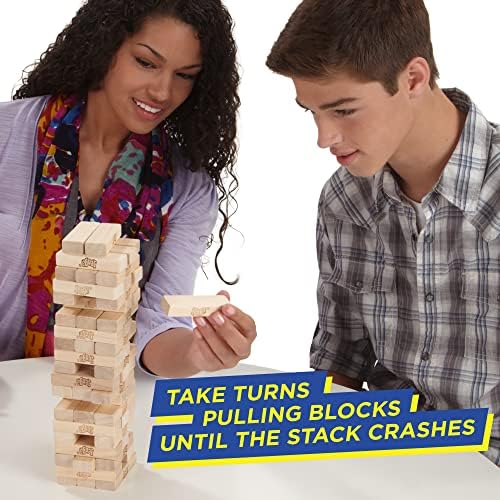 Hasbro Jenga Klassisch, das Originale Partyspiel mit Holzklötzen, Stapelspiel