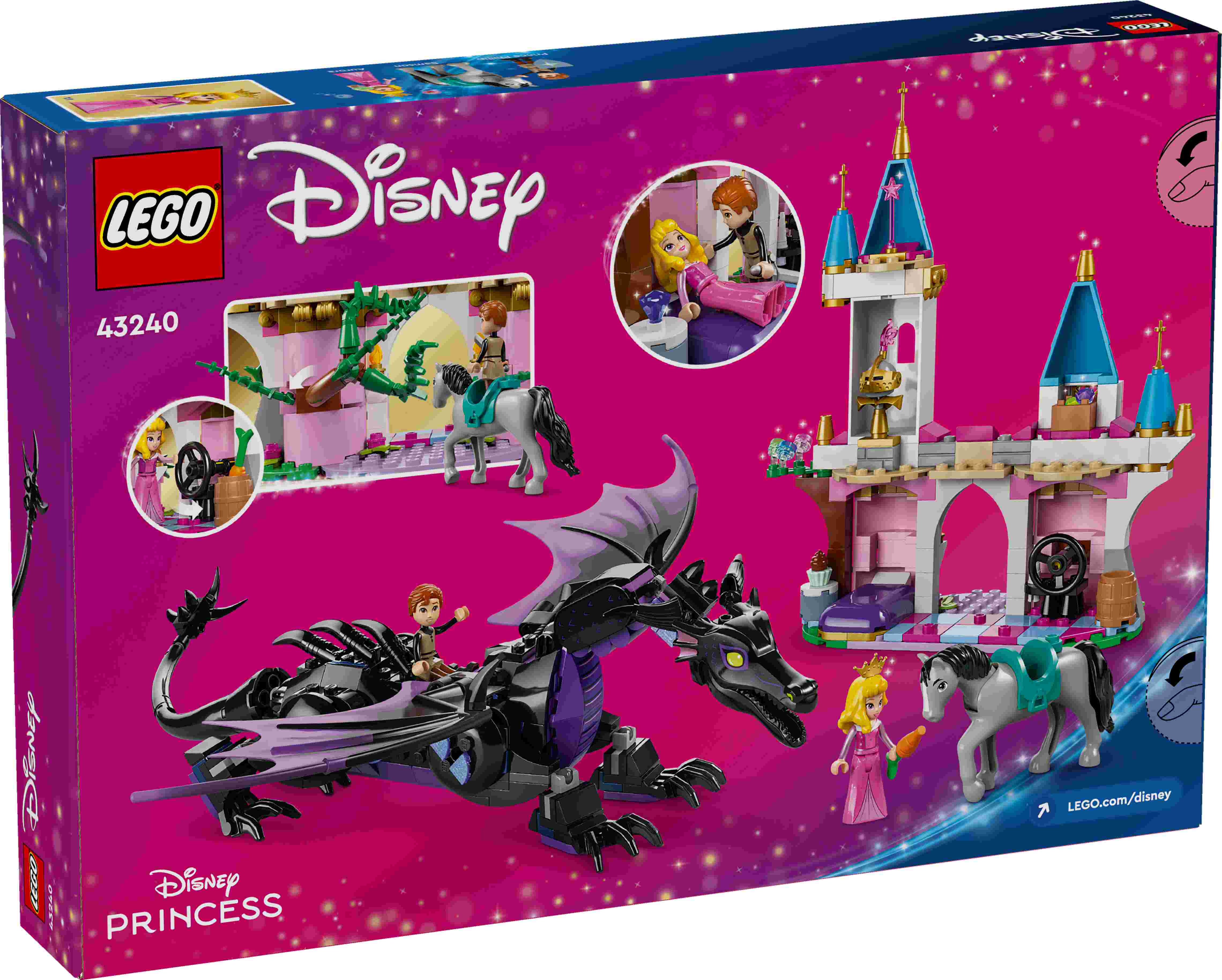 LEGO 43240 Disney Malefiz als Drache, Aurora, Prinz Phillip, Schloss-Segment