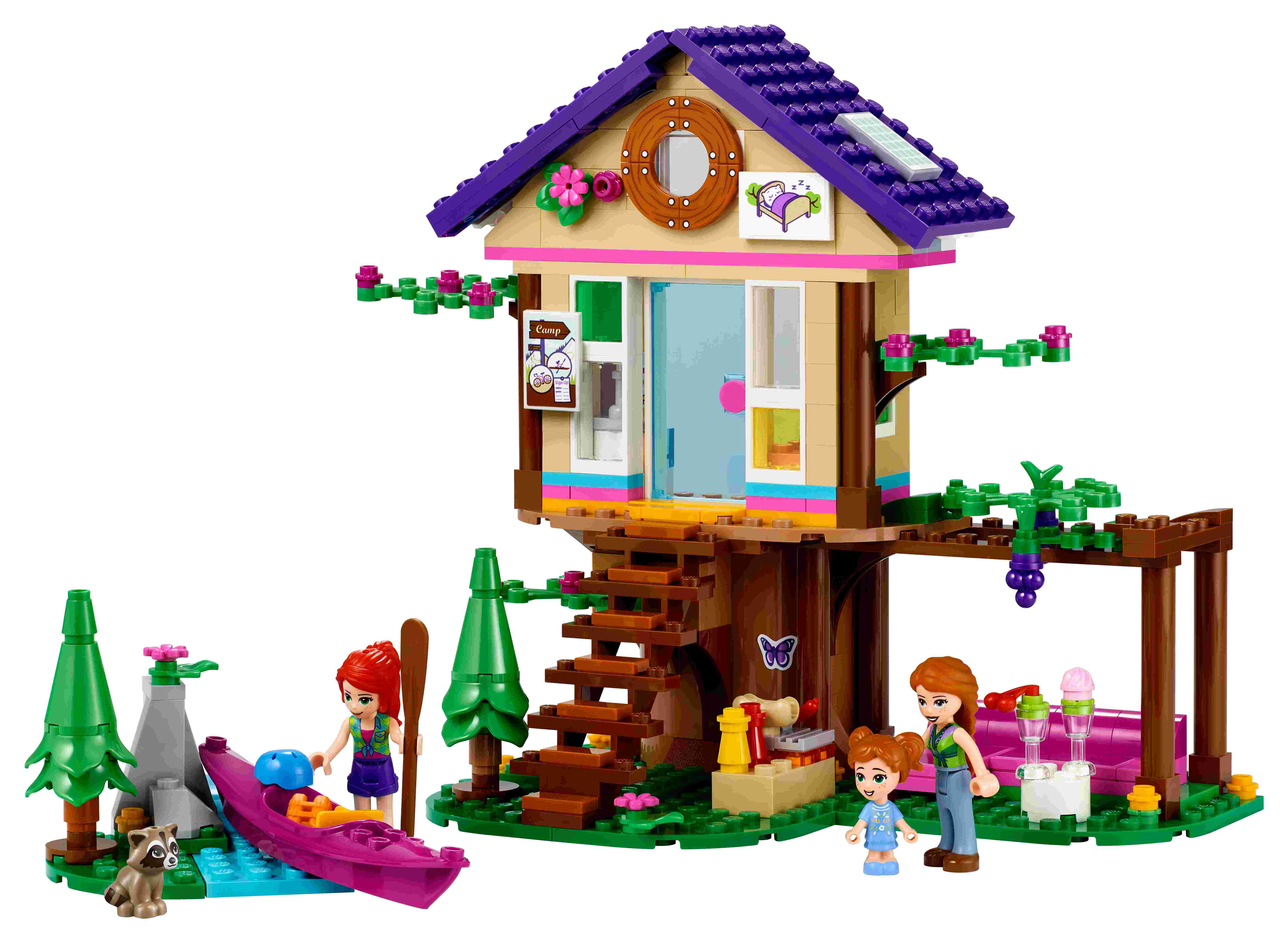 LEGO 41679 Friends Baumhaus im Wald, Haus mit 3 Figuren, Boot