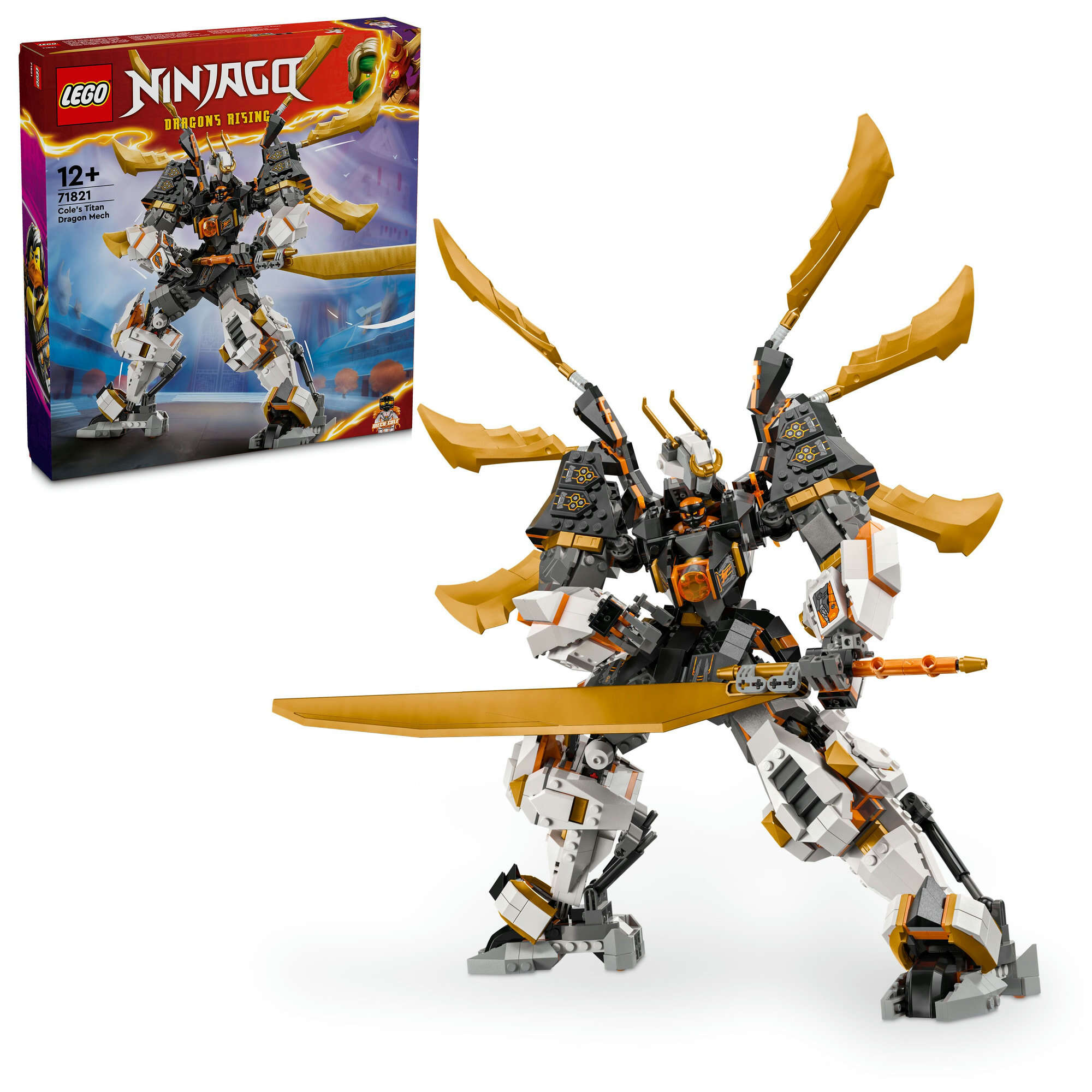 LEGO 71821 NINJAGO Coles Titandrachen-Mech, Drachenflügel, Minifigur Cole