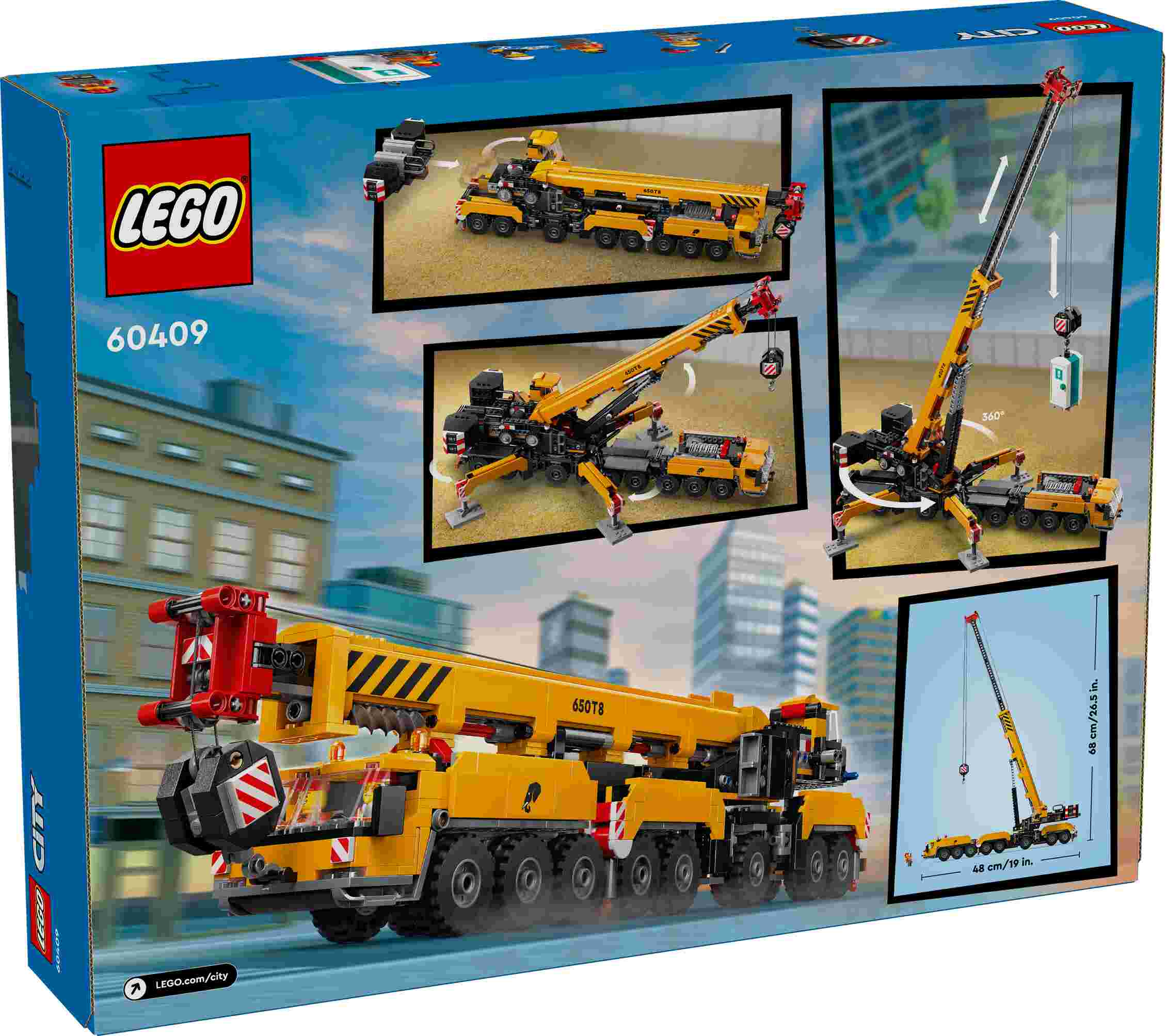 LEGO 60409 City Mobiler Baukran, 4 Minifiguren, bewegliche Elemente