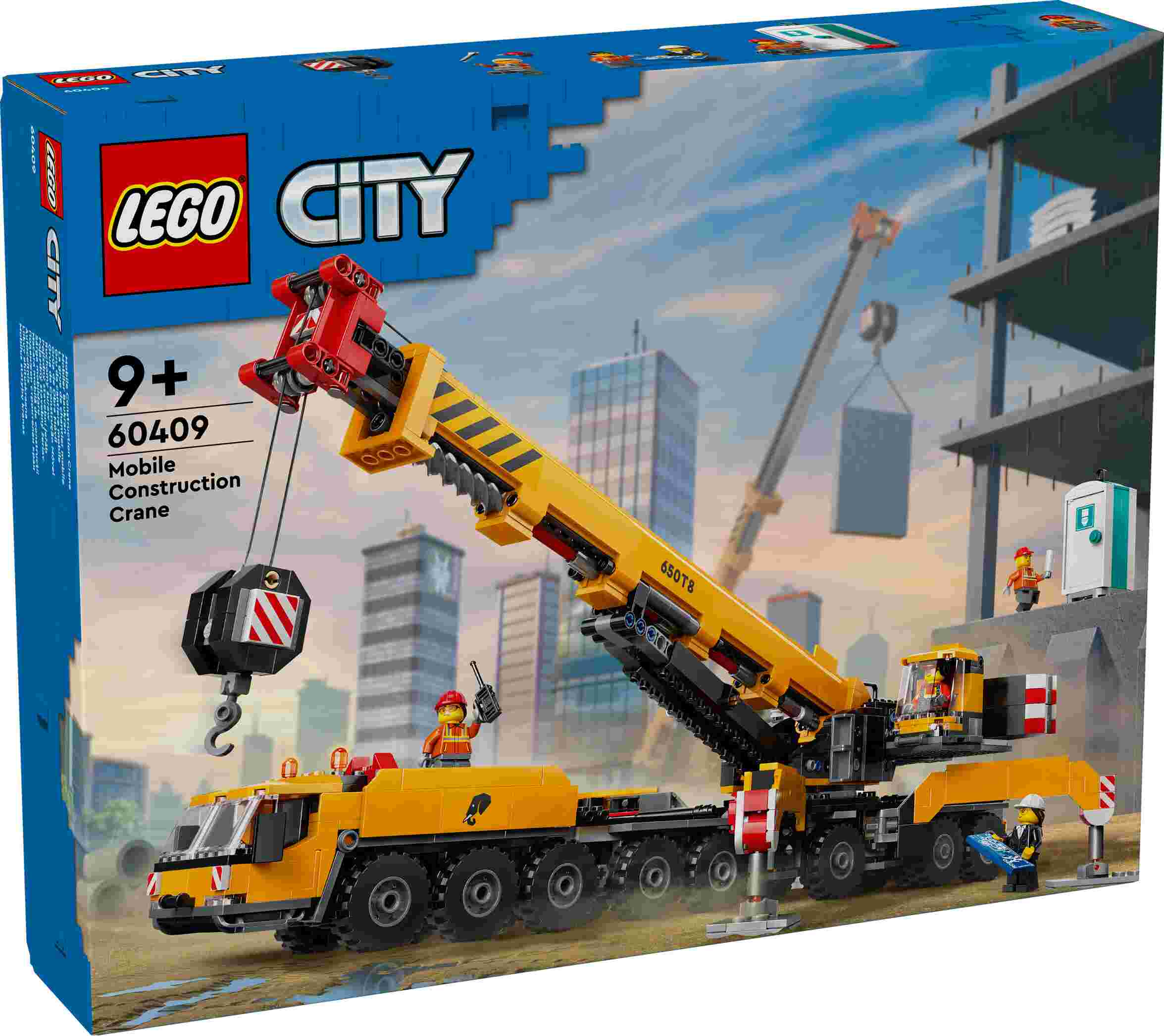 LEGO 60409 City Mobiler Baukran, 4 Minifiguren, bewegliche Elemente