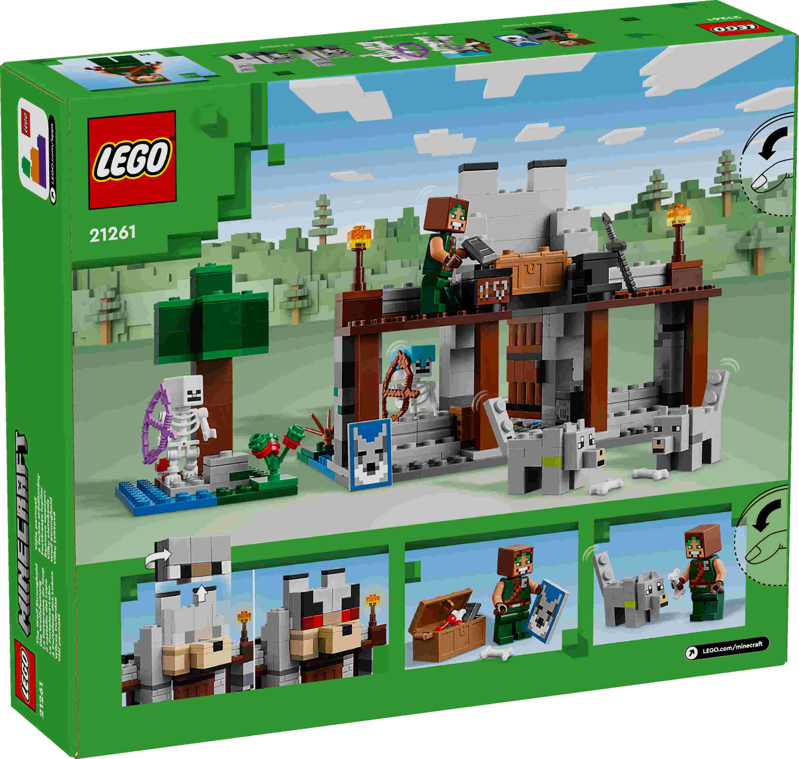 LEGO 21261 Minecraft Die Wolfsfestung, 2 Skelette und 2 Wölfe, Wolfbändiger