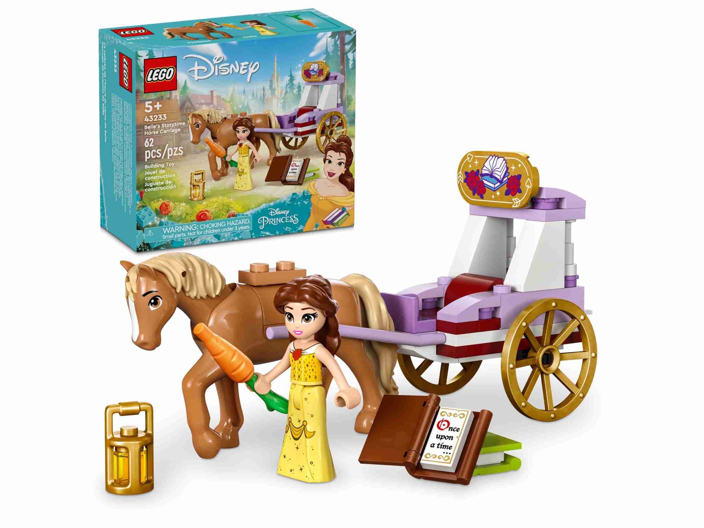 LEGO 43233 Disney Princess Belles Pferdekutsche, Spielfigur Belle Pferd Philippe